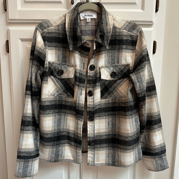 BB Dakota Steve Madden Boxy Shacket Plaid Flannel Size Medium - Picture 1 of 10
